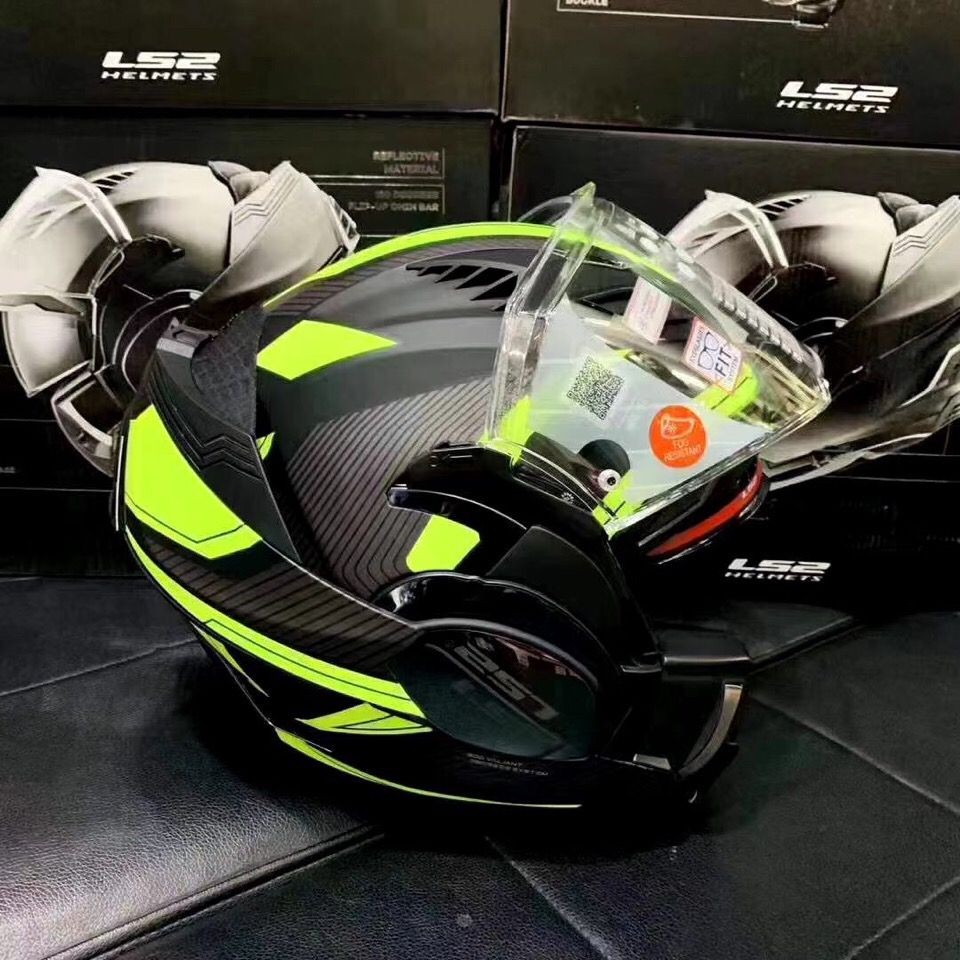 LS2 Backflip Face Helmet For Men And Women, Double-lens Motorcycle Helmet, Four-season Anti-fog Blu