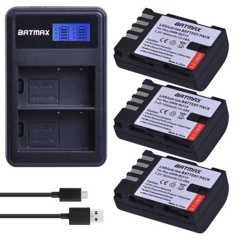 3X 6 DMW-BLF19E แบตเตอรี่ + LCD ชาร์จคู่สำหรับ Panasonic Lumix GH3 GH4 GH5