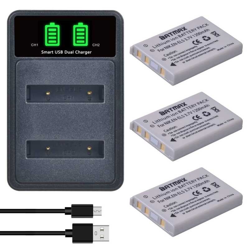 Batmax 9 EN-EL5 EN EL5 ENEL5 Battery +LED Dual Charger for NIKON Coolpix P530 P520 P510 P100 P500