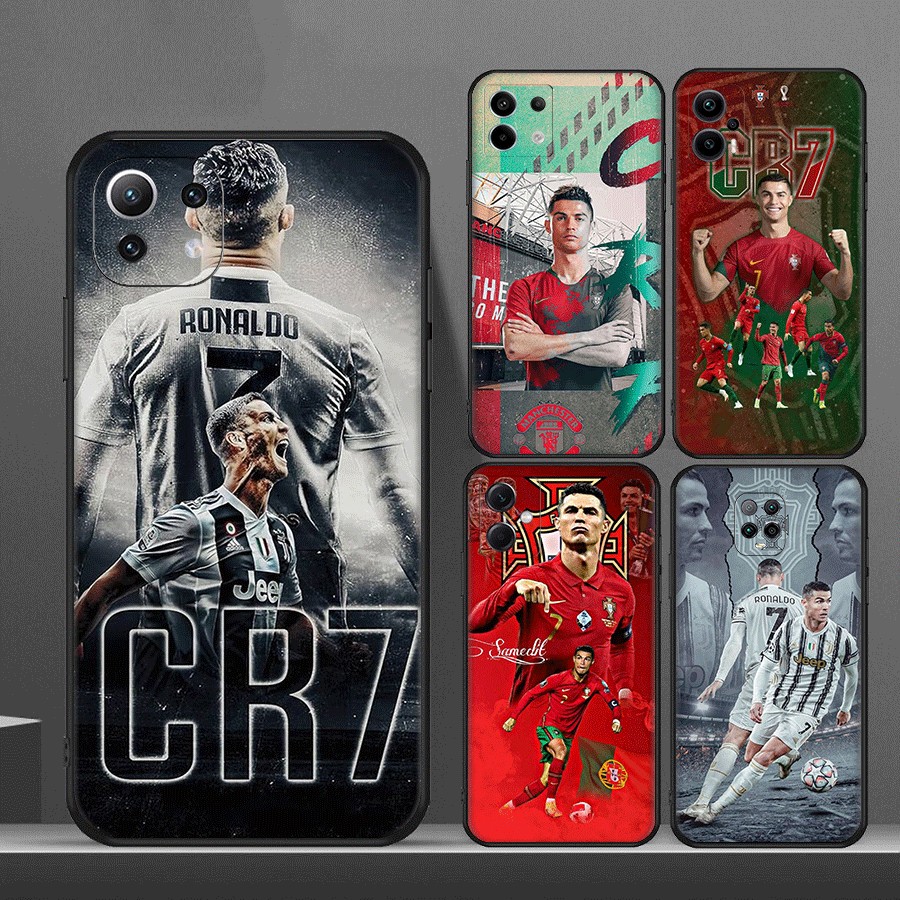 สําหรับ Xiaomi NOTE 12 PRO sped 12 PRO PLUS POCO X5 F5 PRO 13C C55 C65 10C ฟุตบอล Superstar Cristiano Ronaldo TPU ซิลิโคนอ่อนนุ่มกันกระแทกหรูหราเคสโทรศัพท์สีดํา