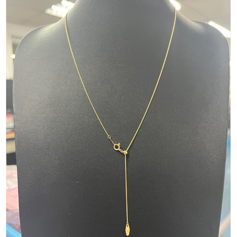 สร้อยคอทองคำ 18K Cable Link Necklace Gold 18K - 18 นิ้ว (แบบปรับขนาด)
