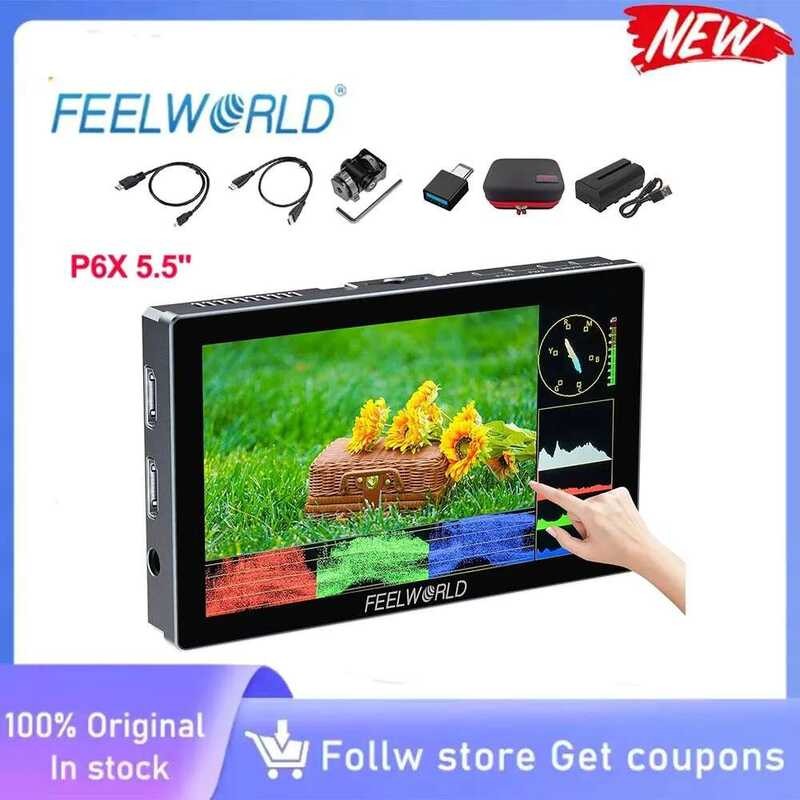 FEELWORLD จอภาพ P6X ขนาด 5.5 นิ้ว 1000nit 4K-HDMI สำหรับกล้อง DSLR พร้อม 3D LUT หน้าจอสัมผัส แบตเตอร