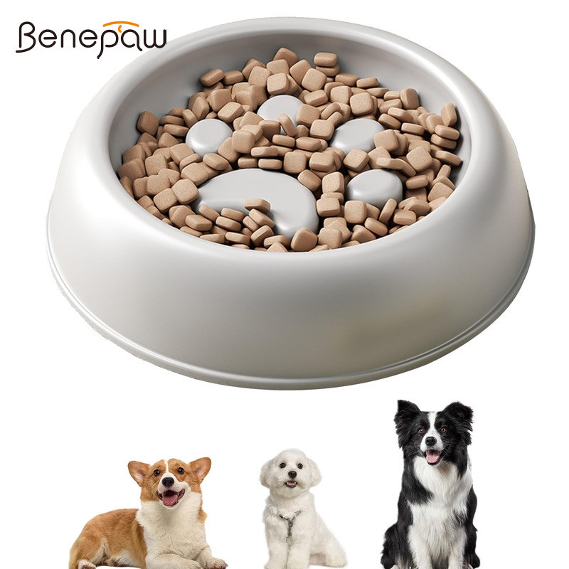​​Benepaw Slow Feeder ชามสุนัข Paw Design Non Toxic Easy Clean ขอบโค้งมนสําหรับการรับประทานอาหารที่ปลอดภัยลด Bloat 5X Slower Meals