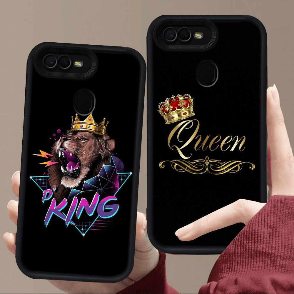 E65 King Queen สําหรับซิลิโคนสีดํา OPPO A12E F5 A1K A12s A12 F7 A3S A7 A5S F9 A5 Pro