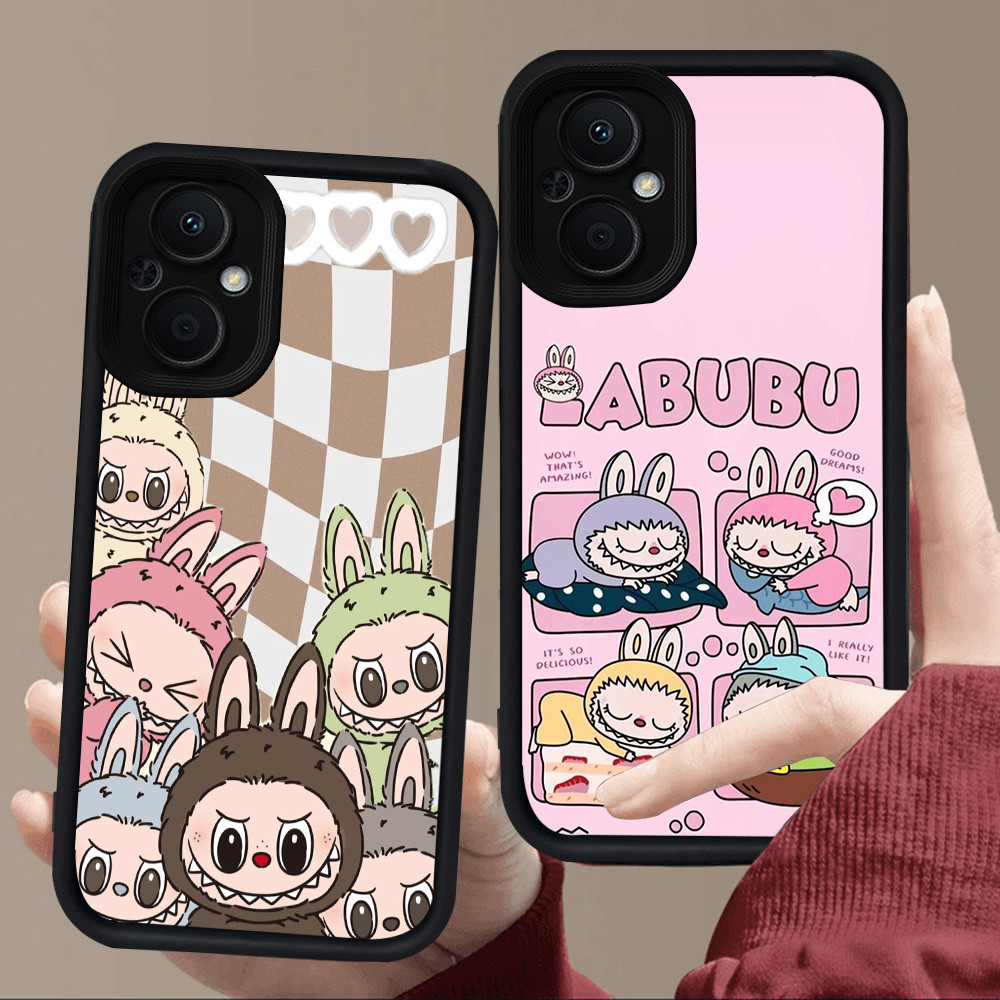 E106 LABUBU เคสสําหรับซิลิโคนสีดํา OPPO Reno Find 7 7Z 8 8Z X5 Lite 5G
