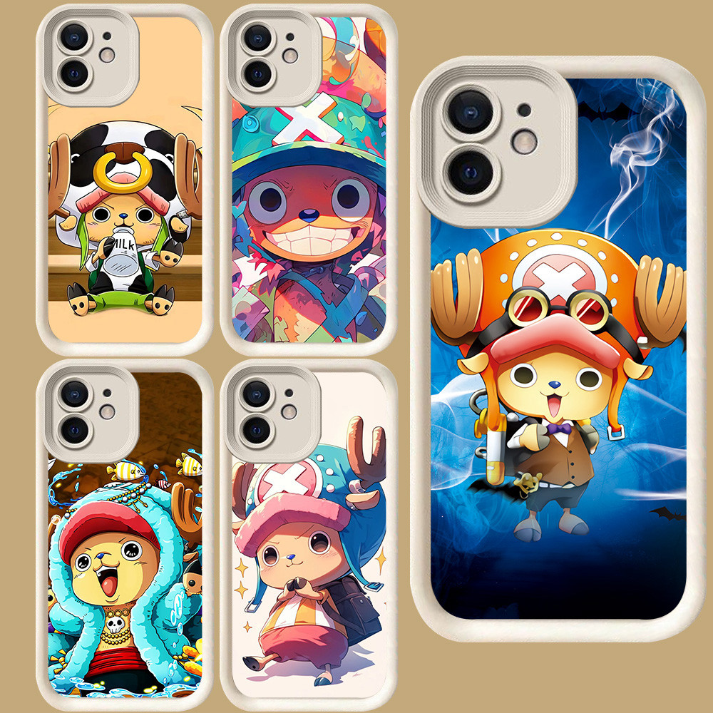 R57 One Piece Chopper Casing สําหรับ iPhone 15 11 12 Mini XR X XS Pro Max สีขาว