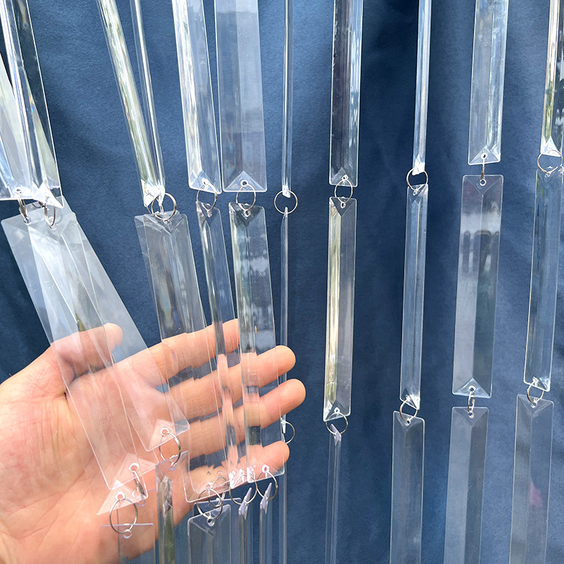 10ชิ้นอะคริลิโปร่งใสสามเหลี่ยมแถบแถบยาวแต่งงานเพดานตกแต่งลูกปัดสตริง - รูปที่ 2