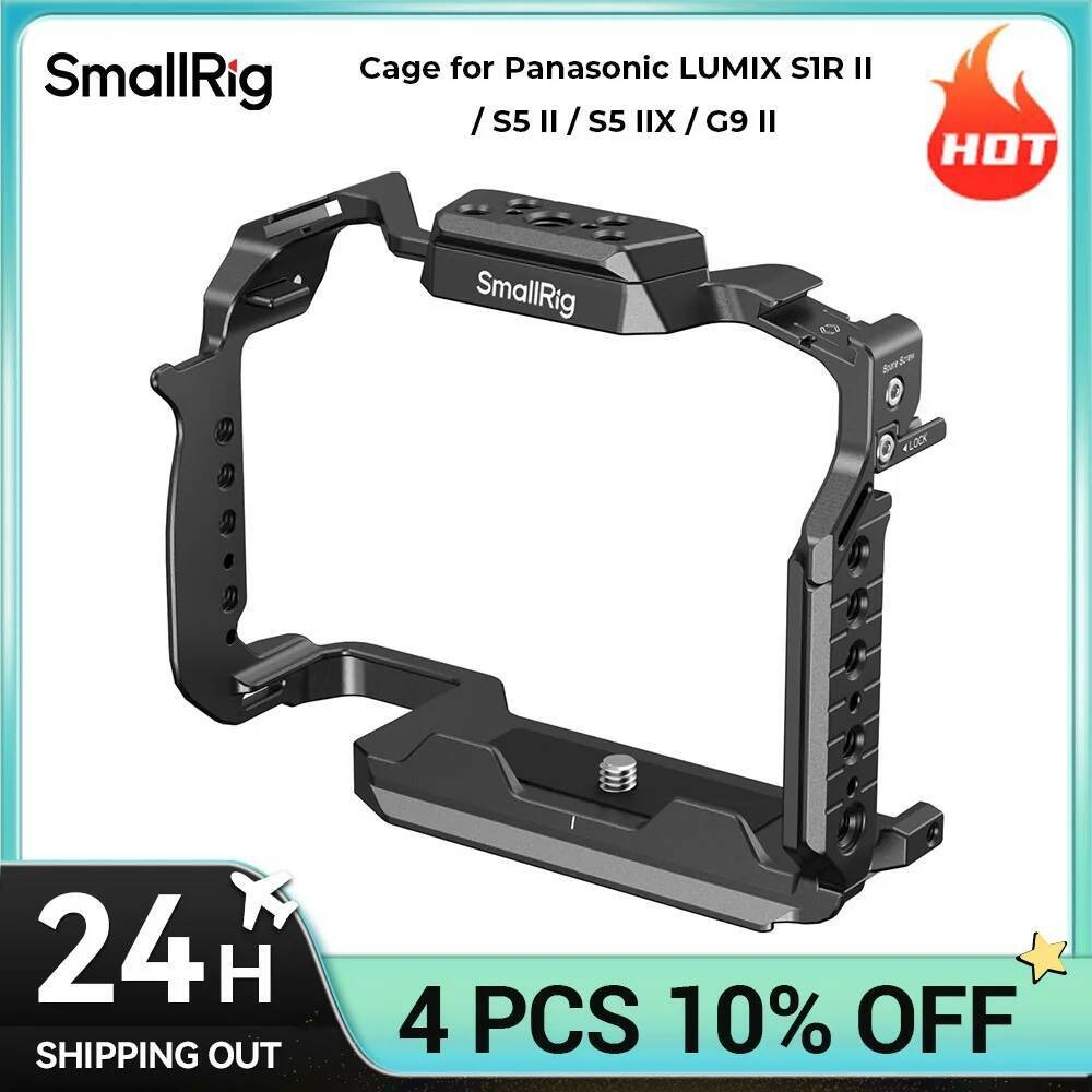 กรง SmallRig สําหรับ Panasonic LUMIX S1R II / S5 II / S5 IIX / G9 II พร้อมราง NATO แบบปลดเร็ว,แผ่นด้