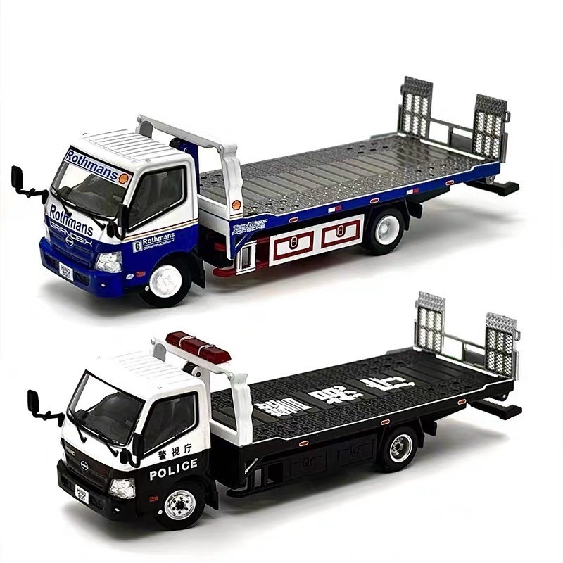 รุ่นที่ไม่ซ้ํากัน 1: 64 Hino 300 Dutro Fully Landing Trailer, Lefu Gate Police Department Painting Alloy Car Model