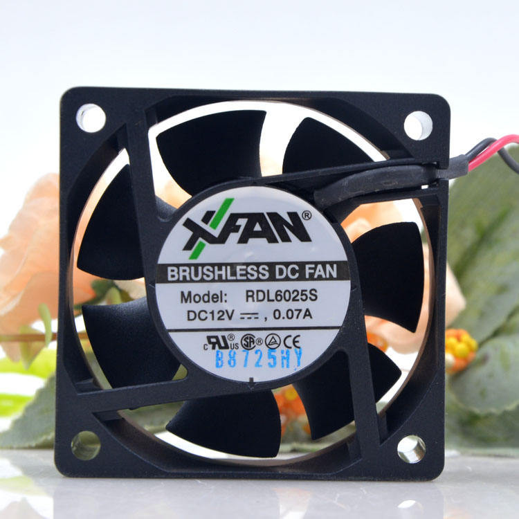 XFAN RDL6025S 12V 0.07A 6CM 6025 2 สายเงียบคอมพิวเตอร์พัดลมระบายความร้อน