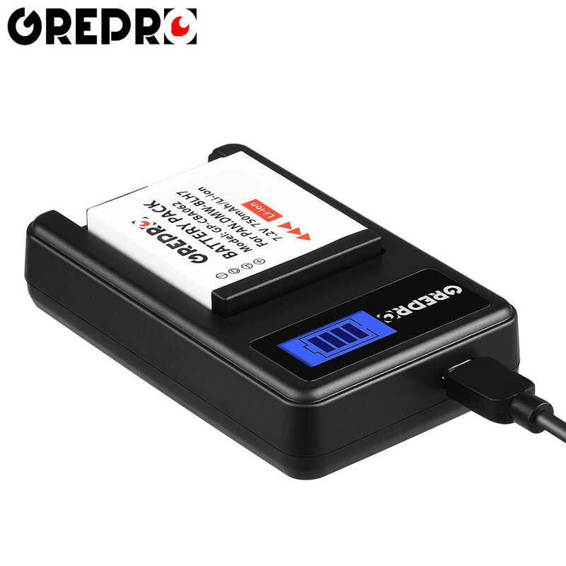 ชุดแบตเตอรี่ b DMW-BLH7 พร้อมชาร์จ LCD สำหรับ Panasonic Lumix DMC-GM5