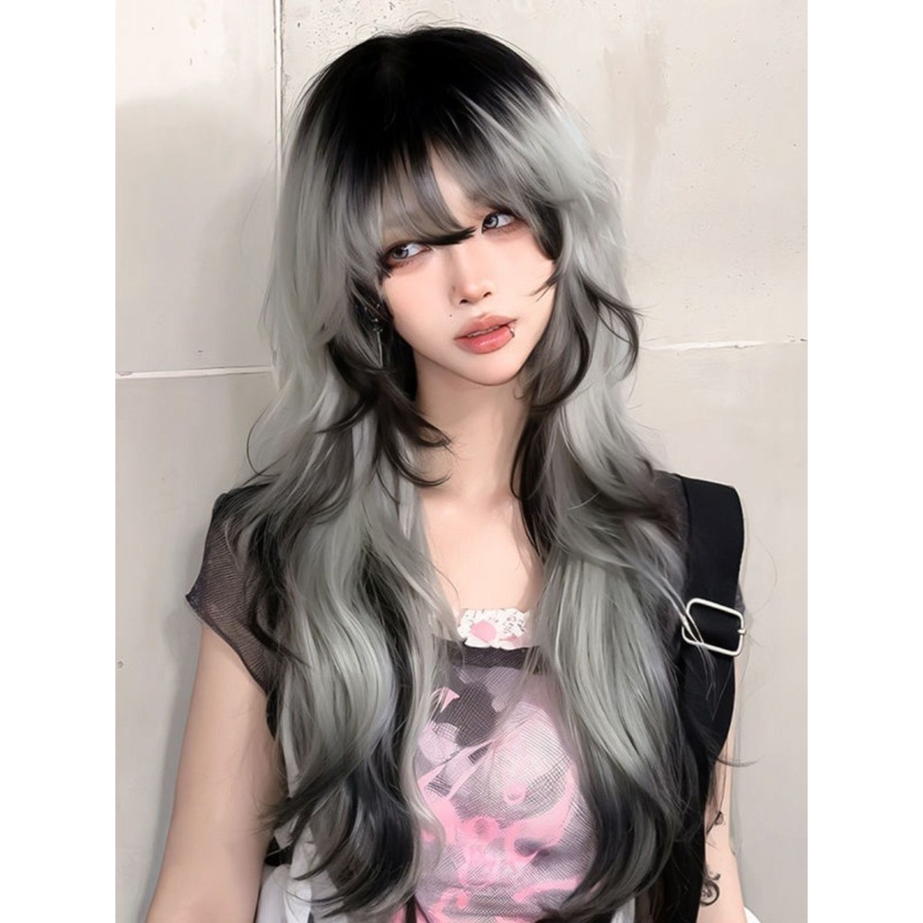 Meteorite McFlurry วิกผมผู้หญิงผมยาวฤดูร้อนบางGradient Burst Parisทาสีย้อมผมหยิกยาวจําลองเต็มหมวก