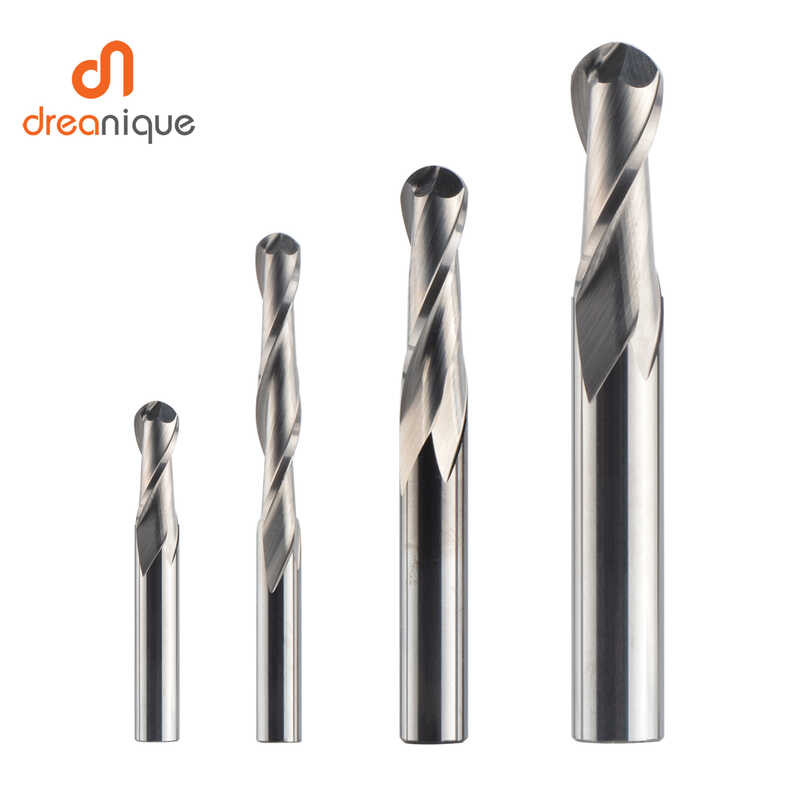 Dreanique 1 ชิ้น Carbide Ball End Mill 2 ขลุ่ย R0.5-R4.0 End Mill End Mill สำหรับไ