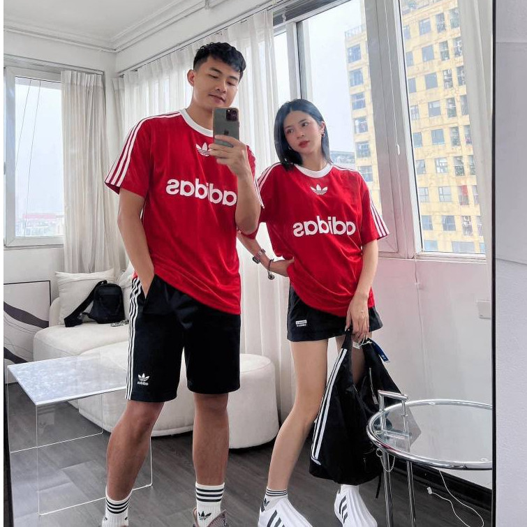 ♞,♘(ของแท้) เสื้อยืด Adidas BIGLOGO พร้อมขอบไหล่ NEW Unisex ผู้ชายและผู้หญิง df