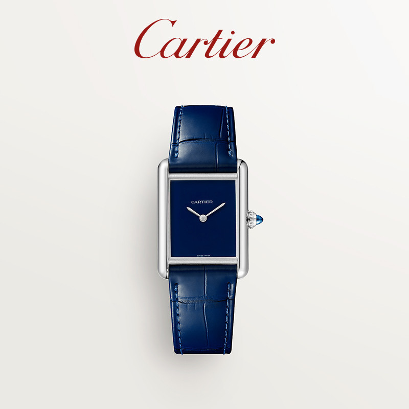 Cartier Cartier Tank Must Series Quartz Watch นาฬิกาสายหนังจระเข้สีน้ําเงิน