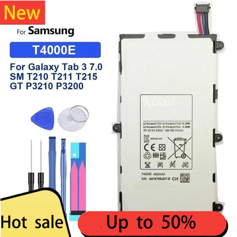 T4000E 4000mAh แบตเตอรี่,เหมาะสำหรับ Samsung Galaxy Tab 3 7.0 SM T210 T211 T215 GT P3210 P3200
