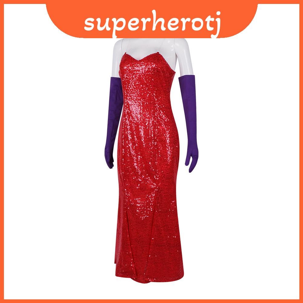 กรอบ Roger Rabbit Jessica ชุดเดรสวินเทจอิมเมจ Roger Rabbit สีแดง สำหรับคอสเพลย์ theatrical style