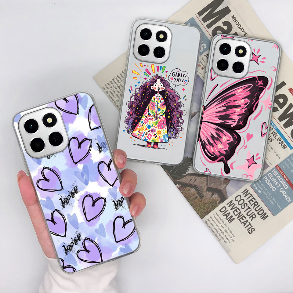 ปลอกสําหรับ Honor X6C X6S X6 สีม่วง Love Heart สาว Anti-drop Antifound กันกระแทกกล้องป้องกันล้างฝาคร