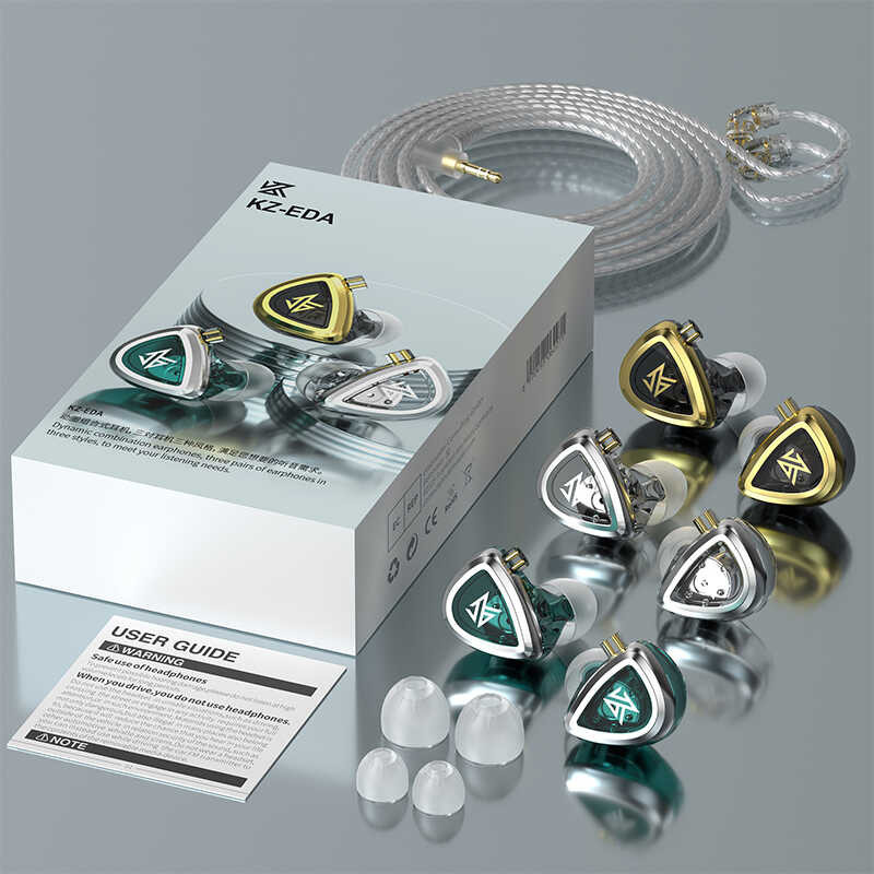 KZ EDA Earphones Dynamic Driver In Ear Earbuds Hifi Bass Music IEM Headphones Sports Running Gaming 