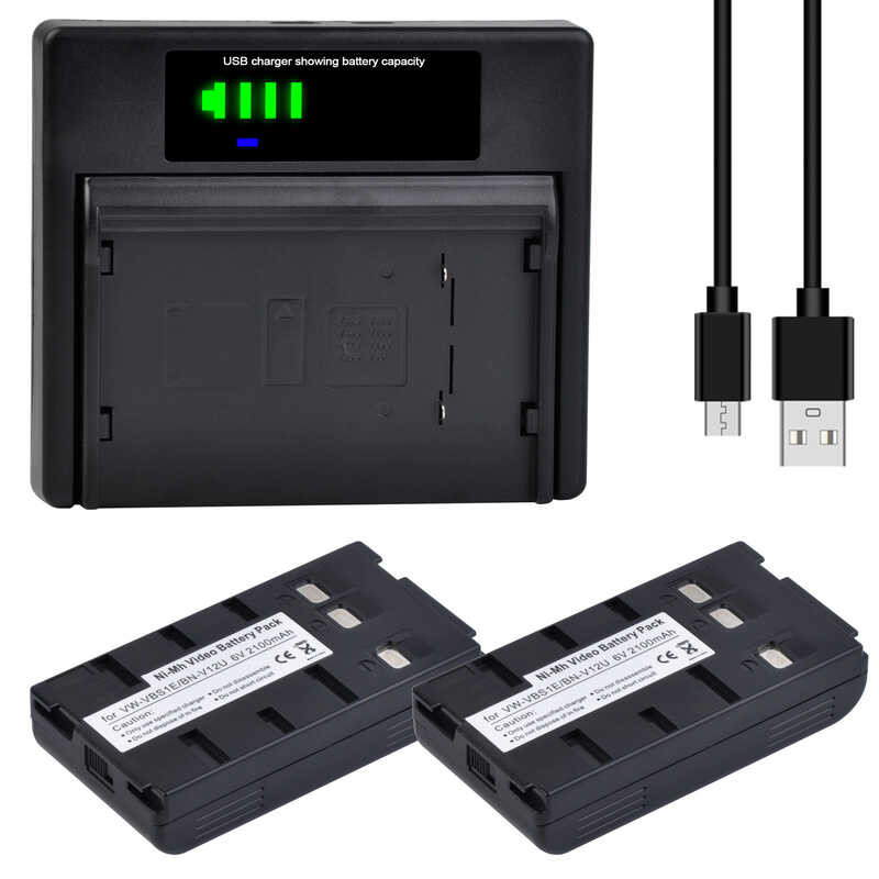 2100mAh 7 Camcorder Battery+LED Charger VW-VBS1E for JVC BN-V10U BN-V11U BN-V12U BN-V14U BN-V18U