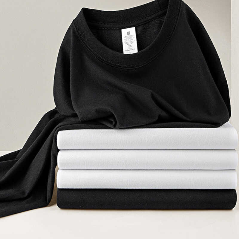 5 02C Pac Pima ผ้าฝ้ายน้ำหนักเบารอบคอขนาดใหญ่เสื้อยืดผ