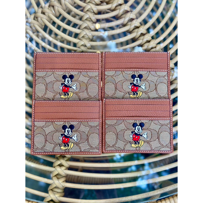 กระเป๋าใส่บัตร Coach แท้ Coach Disney X Coach Slim Id Card Case In Signature Jacquard With Mickey M