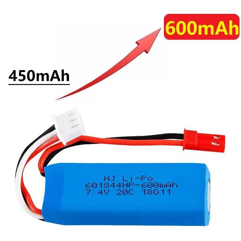 Δ Wltoys K969 K979 K989 K999 P929 P939 7.4 โวลต์ 600Mah 20C แบตเตอรี่ลิเธีย