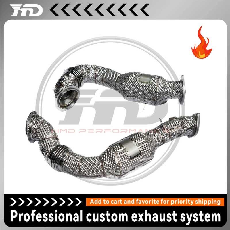 HMD ระบบไอเสียสแตนเลส ท่อลงประสิทธิภาพสำหรับรถยนต์ 1M E82 N54 พร้อมแผ่นกันความร้อน