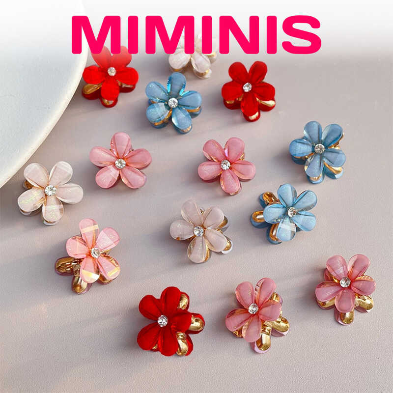 Minimis - H912 FLOWER-SHAPED กิ๊บติดผม 4 ชิ้น น่ารัก เครื่องประดับผมผู้หญิง FRINGE DECORTATIONS
