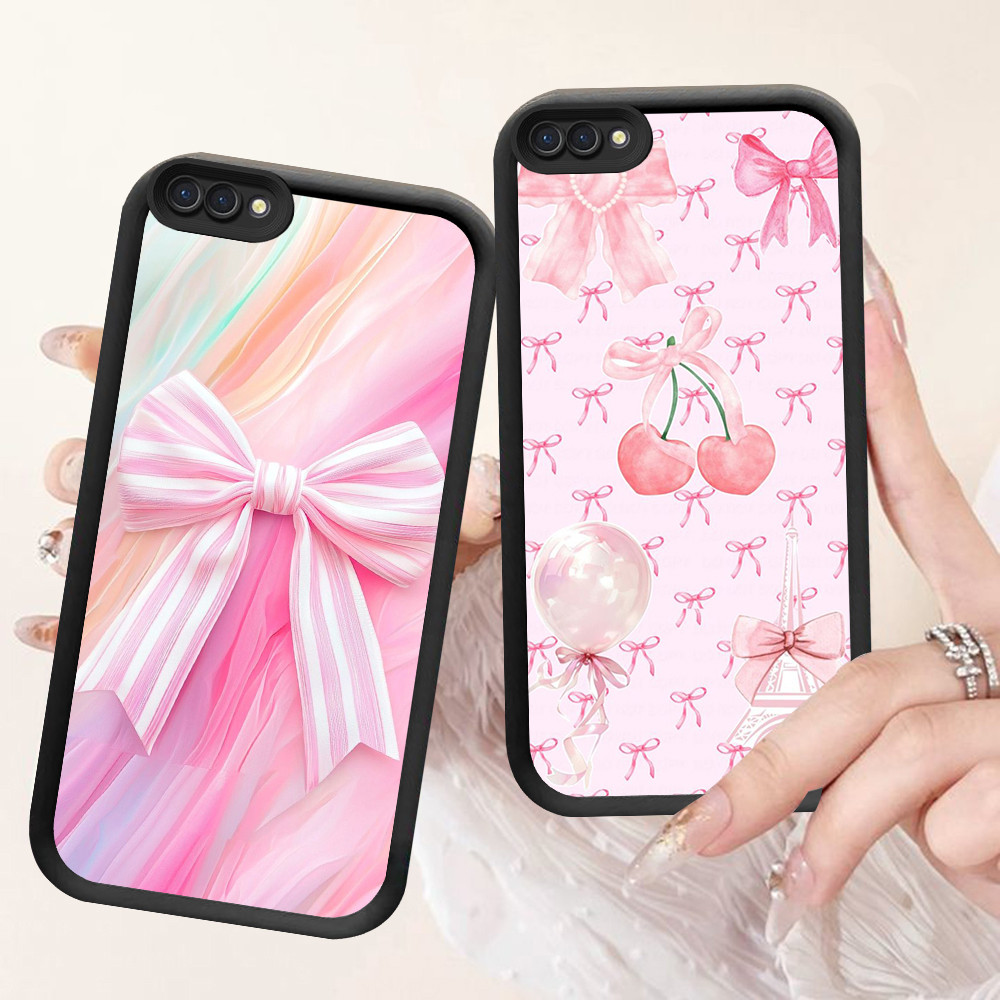 NA-66 สีชมพูโบว์รูปแบบปลอกกันกระแทกสําหรับ OPPO A5 A3S A1K A12E Realme C2 C2s
