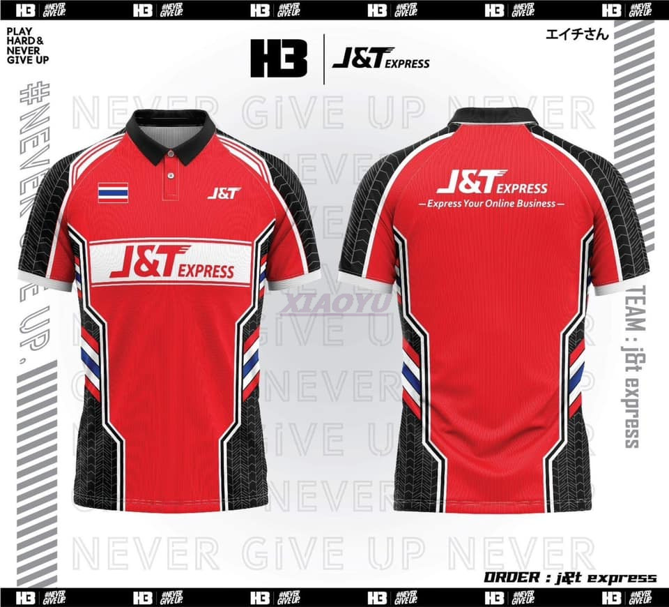 เสื้อยืด J & T Express สีแดงระเหิด / Aa Bu J & T สีแดงไมโครไฟเบอร์พลัสขนาด / เสื้อยืด J & T