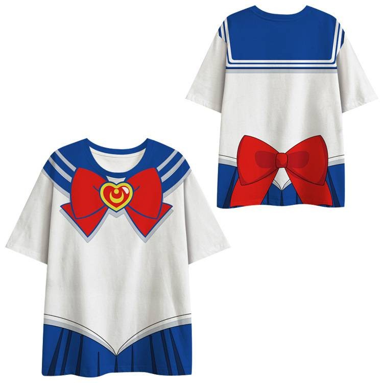 Csp เซเลอร์มูนคอสเพลย์เสื้อยืดแขนสั้นอะนิเมะเสื้อลําลองหลวมแฟชั่นTeeเสื้อขนาดบวกa