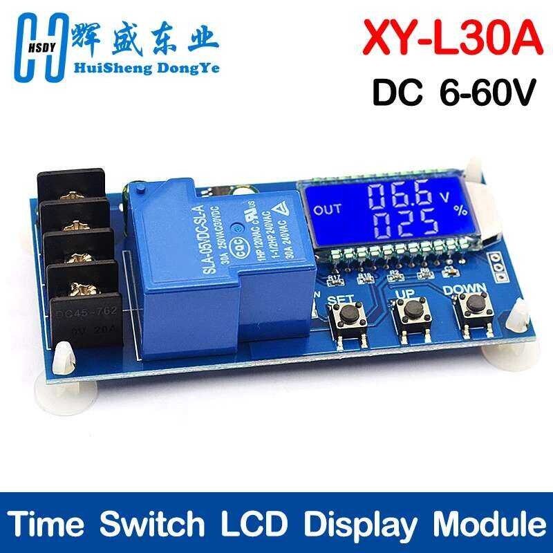XY-L30A โมดูลควบคุมการชาร์จแบตเตอรี่ NC สวิตช์ป้องกันการชาร์จเกินและปิดเครื่องดิจิตอล 6-60 V พร้อมจอ