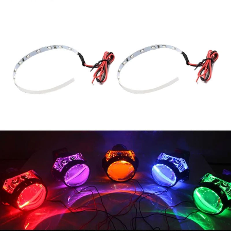 Carcardo 2PCS LED Devil Eye รถแหวน Demon Eyes รถโคมไฟหลายสี LED Halo แหวนชุดสําหรับรถโปรเจคเตอร์ไฟหน้า