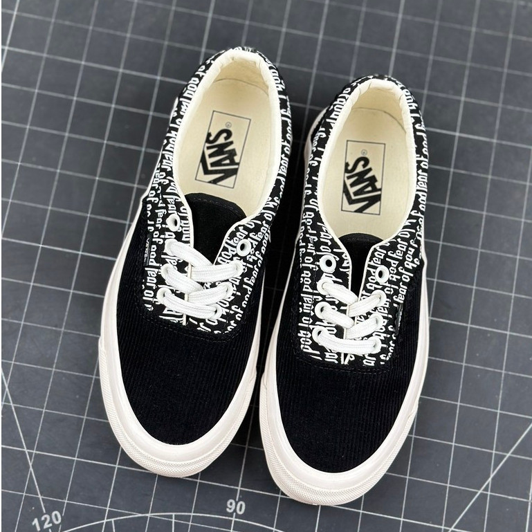 mno ♞,♘,♙Fear of God x Vans Vault UA ERA 95 DX Black Low-Top รองเท้าผ้าใบลําลอง