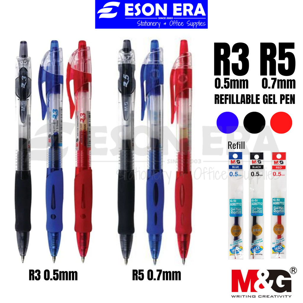M&G R3 / R5 ปากกาเจลรีฟิลแบบยืดหดได้ 0.5 มม. / 0.7 มม. 1 ชิ้น