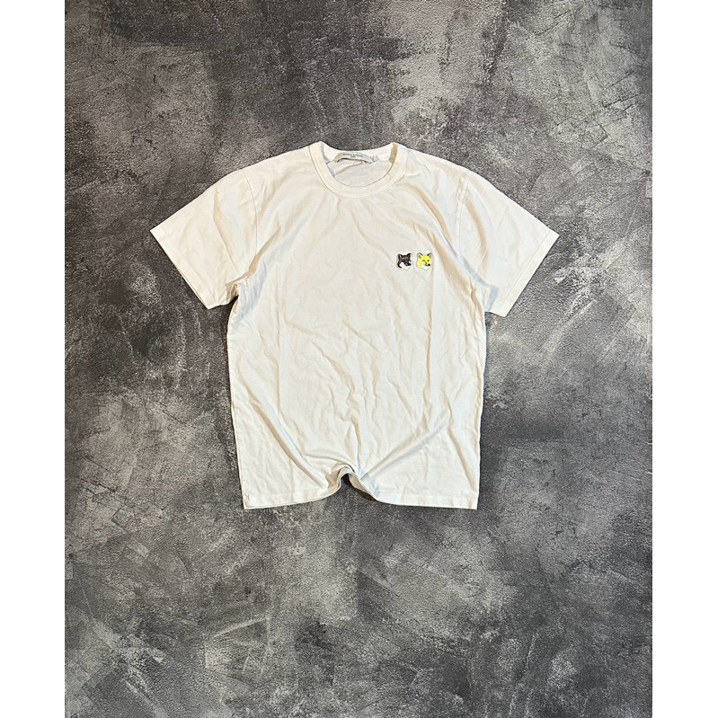 Maison Kitsune Double Fox เสื้อยืดสีขาว