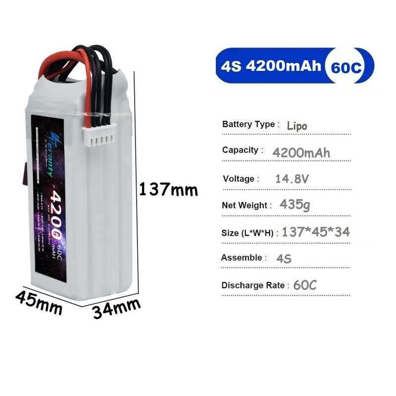 14.8V De5 4200Mah 60C แบตเตอรี่ LIPO สำหรับ RC เฮลิคอปเตอร์ Quad Ax