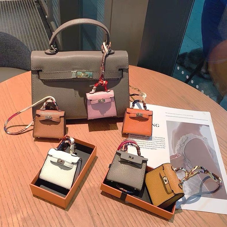 Hermes H Home Mini Kelly กระเป๋าจี้คลาสสิก Birkin กระเป๋าจี้น่ารักหนังพวงกุญแจรถจี้ผู้หญิง Ins