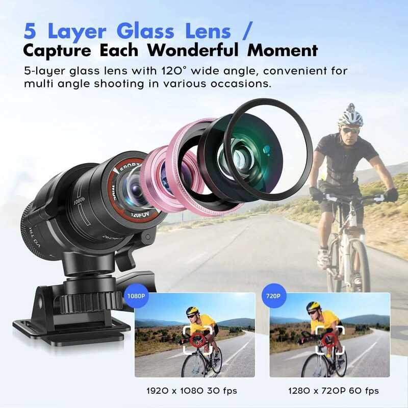 กล้องติดหมวกกันน็อค F9 Action Camera Full HD 1080P สำหรับจักรยานและมอเตอร์ไซค์ thumbnail 5
