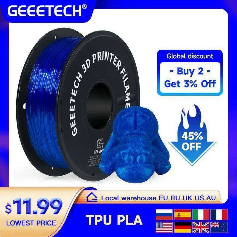 การพิมพ์วัสดุ GEEETECH TPU 3D เครื่องพิมพ์ยืดหยุ่นวัสดุ 1 กก. 2.2LBS/Spool 1.75 มม.บรรจุภัณฑ์สูญญากา