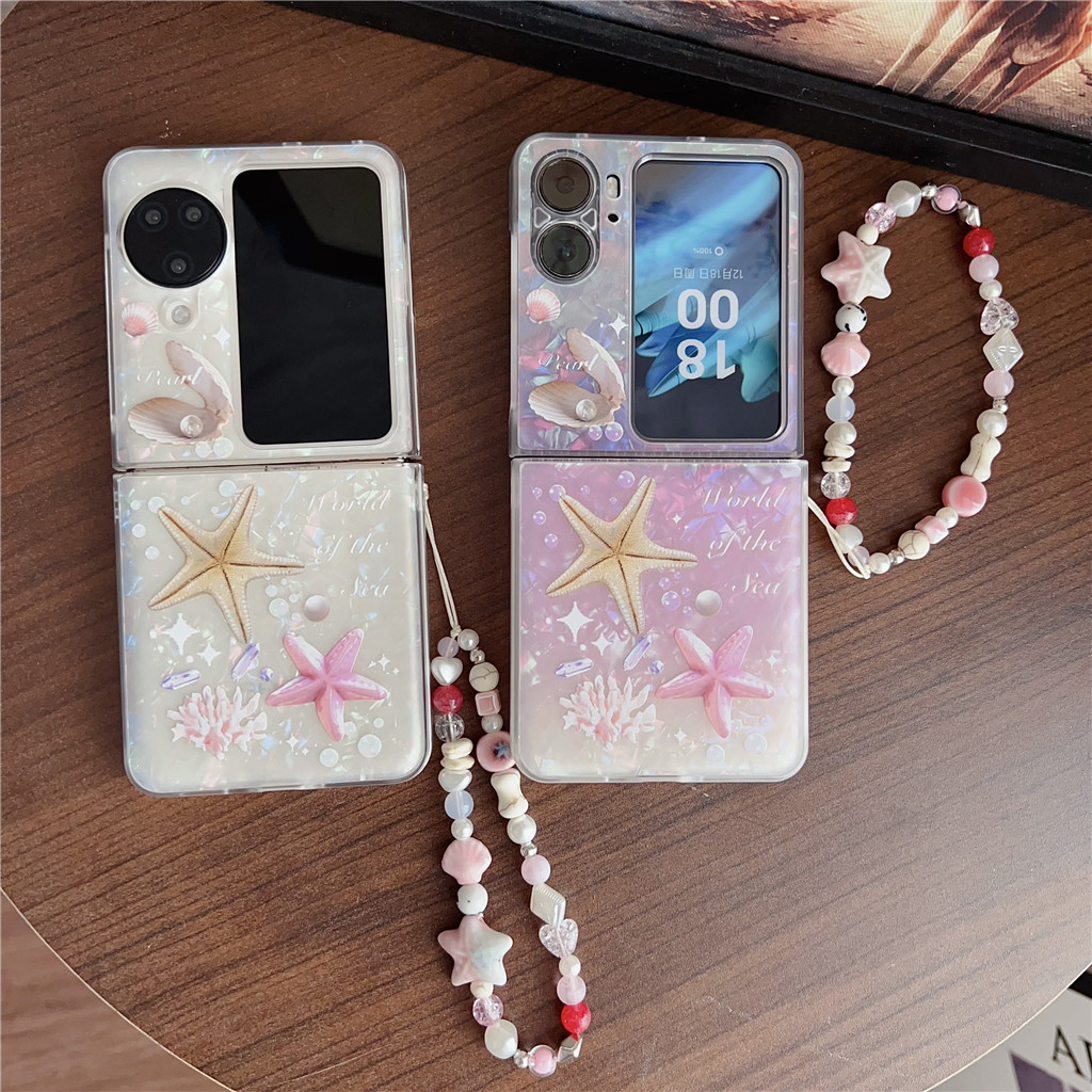 ใหม่เกาหลีรูปแบบเปลือกหอยปลาดาวสร้อยข้อมือเคสโทรศัพท์สําหรับ OPPO N3Flip N3 Flip N3Flip N2Flip N2 Fl