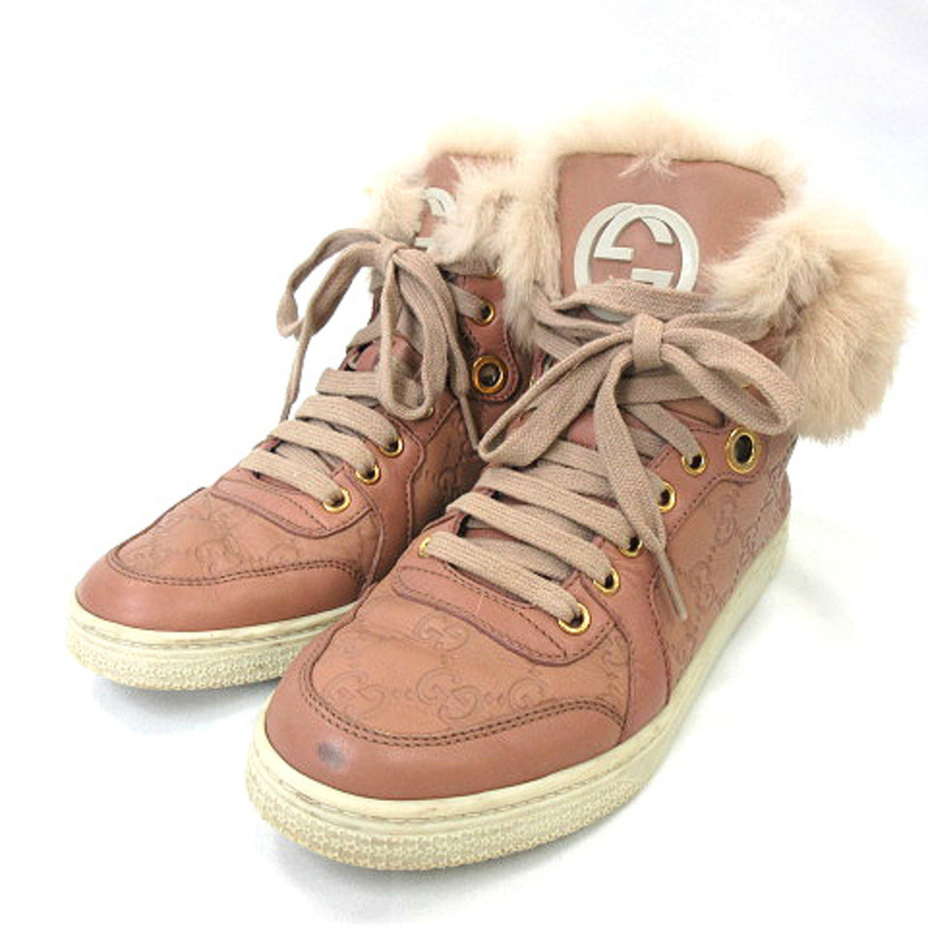 Gucci fur trim high top interlocking G sneakers Direct from Japan Secondhand