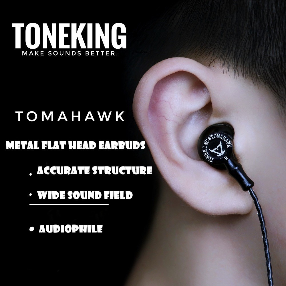 TONEKING Tomahawk In Ear Earphone Flat-Head HIFI Earbud Fever Earphone Top Sound As MX985/MX980 E88