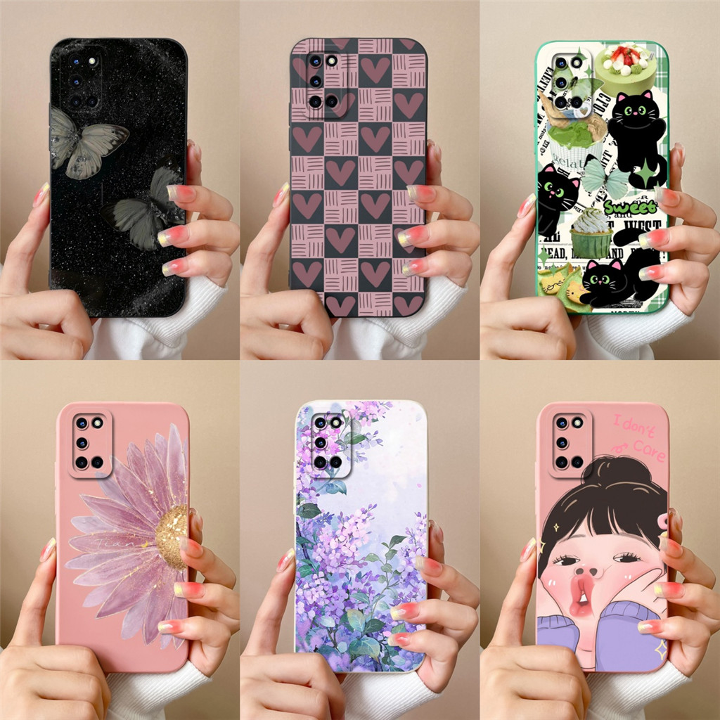 เคสโทรศัพท์สําหรับoppo A52 A72 A92 กันกระแทกปลอกอ่อนสแควร์เหลวแฟชั่นดอกไม้แบบปกหลังสําหรับOppoA52 OppoA72 92 Capaกันชน