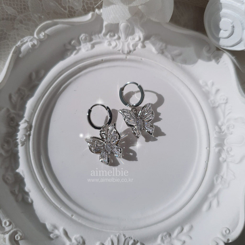 [ต่างหู Aespa Karina]  เครื่องประดับ รูปแอมเมลบี้ สไตล์เกาหลี  ต่างหู รูปผีเสื้อ นางฟ้าฮักกี้ eds