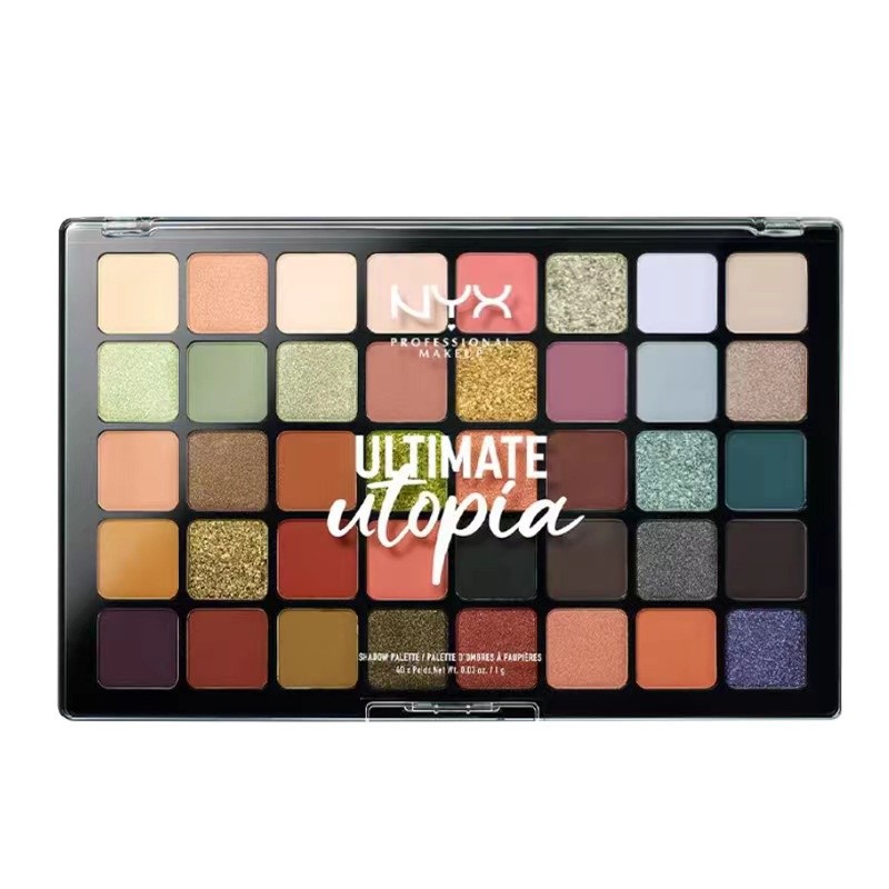 Nyx อายแชโดว์พาเลท 40 สี Utopia อายแชโดว์พาเลท หลากสี เอิร์ธโทนสีติดทนนาน ไม่เลอะ กันน้ํา แต่งตา แต