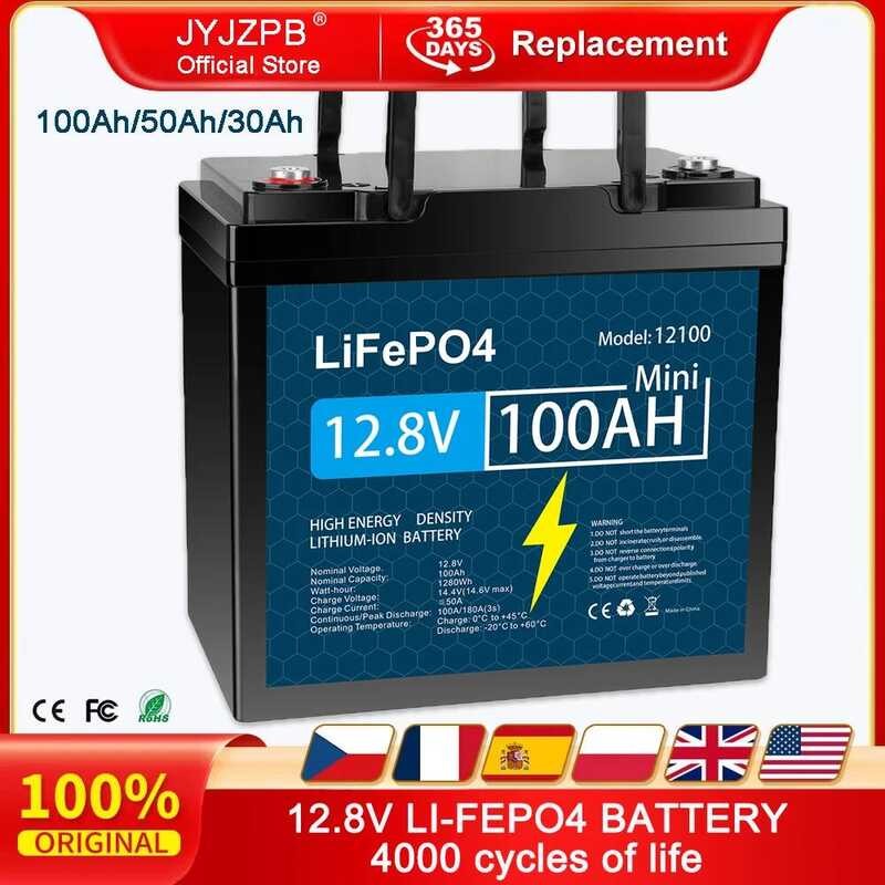 แบตเตอรี่ลิเธียมไอออนฟอสเฟต LiFePO4 12V 100Ah 50Ah 30Ah 12.8V ชุดแบตเตอรี่ 4000 รอบ สำหรับรถบ้าน รถเ