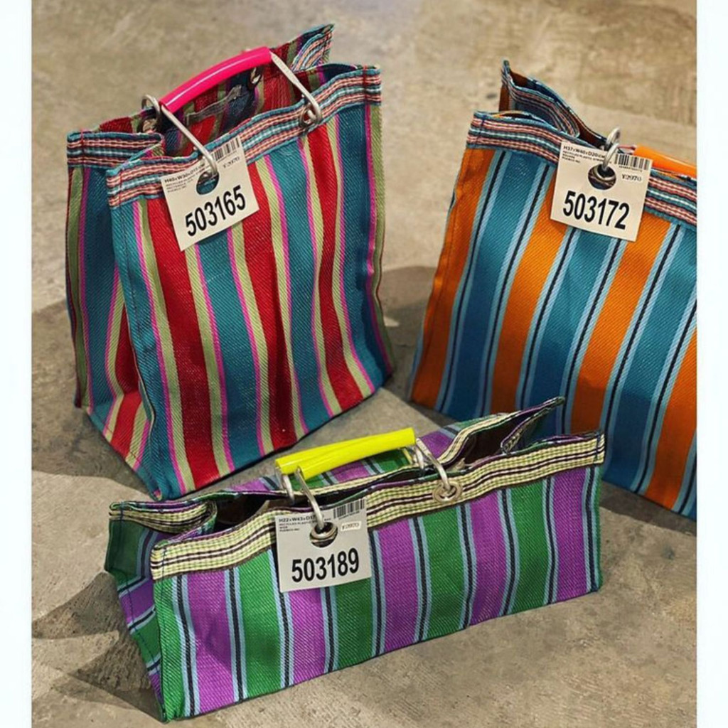 พร้อมสต็อก 6 สี~㊣ญี่ปุ่นนําเข้า PUEBCO Retro สีสันลายกระเป๋าถือกระเป๋าเป็นมิตรกับสิ่งแวดล้อมทอกระเป๋