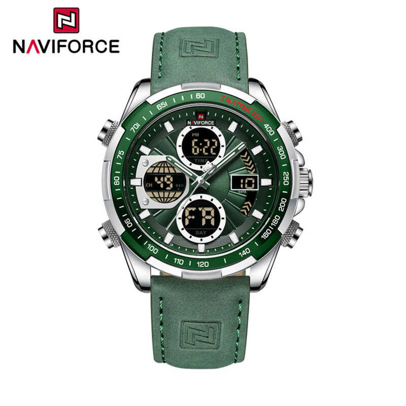 ❤ NAVIFORCE นาฬิกาข้อมือแฟชั่นสำหรับผู้ชาย,Nf9197l สายหนังนาฬิกาข้อมือมัลติฟังก์ชันอนาล็อกจอแสด